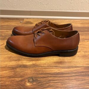 Express Men's Cognac Leather Derby Shoes